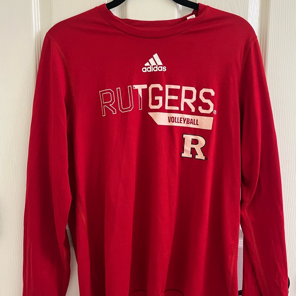 Adidas Red Rutgers Volleyball Long Sleeve Tee